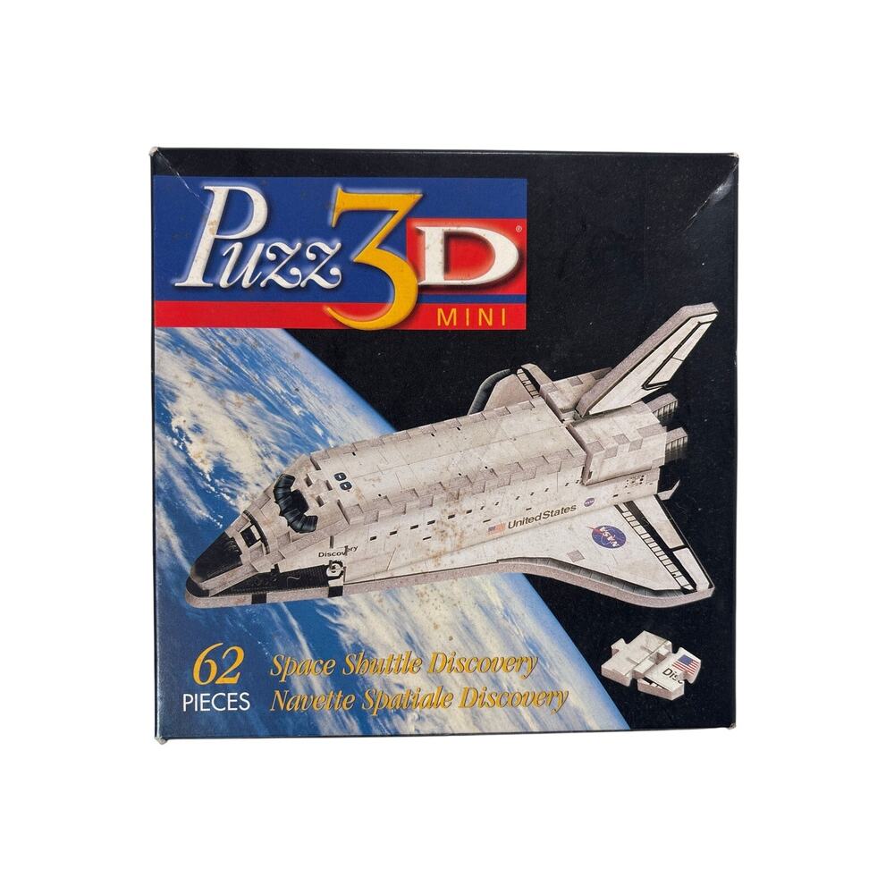 Vintage 1999 Wrebbit Puzz3D NASA Space Shuttle Discovery Mini 3D Puzzle Box